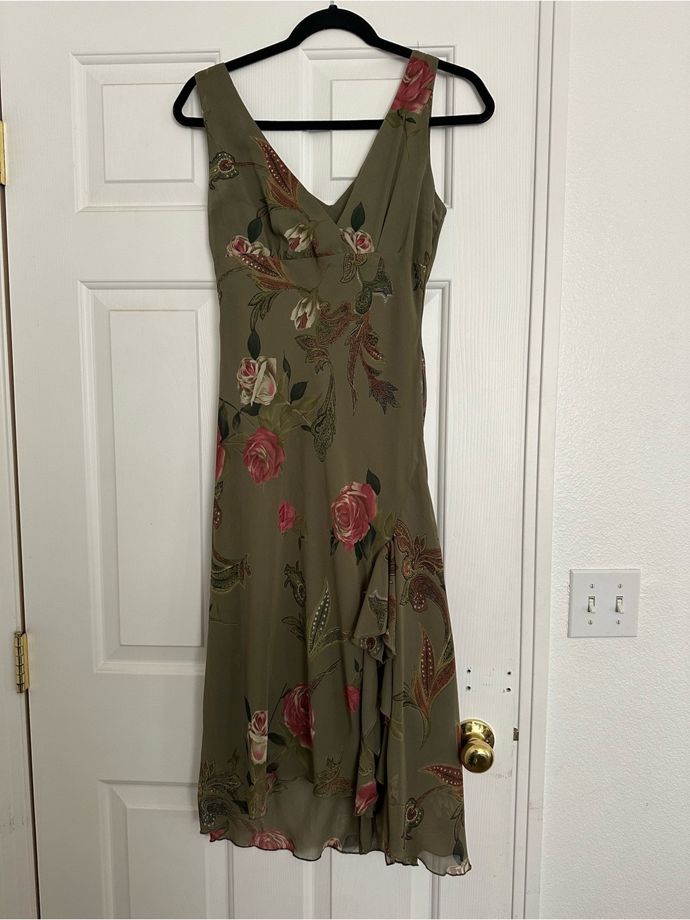 Y2K Pretty Good Olive Green Floral Dress